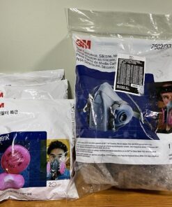 3M 7501 REUSABLE HALF FACE PPE RESPIRATOR MASK & 3 2091K FILTER SETS, MEDIUM